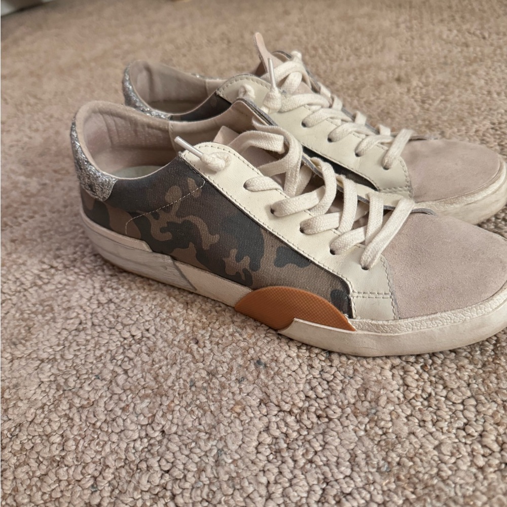 Camouflage and Cream Sneakers
